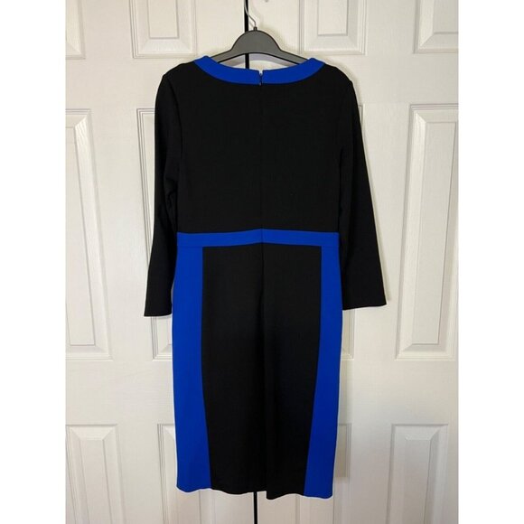 NYDJ Dress Black Blue 8 W Bra NWT Stretch Shaping Spanx Sheath Career Church - Picture 6 of 6
